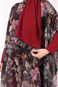 Desenli Şallı Elbise 6076 Siyah thumbnail 6
