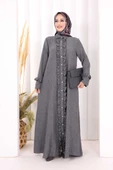 Fırfır Detaylı Elbise 6066 Antrasit thumbnail 1