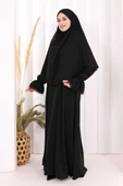 Dantel Detay Sufleli Elbise 6061 Siyah thumbnail 3