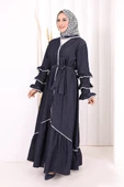 Fırfır Detaylı Abaya 6078 Lacivert thumbnail 1