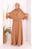 Dantel Detay Sufleli Elbise 6061 Taba thumbnail 2