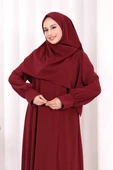 Eşarplı Elbise 6059 Mürdüm thumbnail 5