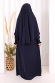 Peçeli Cilbab Model Elbise 6063 Lacivert thumbnail 4