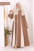 Biyeli Fermuarlı Ferace 7050-1 Taba thumbnail 3