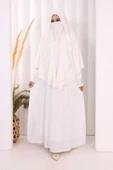 Peçeli Cilbab Model Elbise 6063 Ekru thumbnail 1