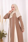 Dubai Biyeli Fermuarlı Ferace 7050 Taba thumbnail 7