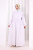 Pelerinli Elbise 6082 Ekru thumbnail 1