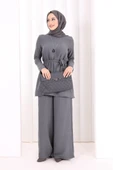 Kolyeli Tunik Pantolon Takım 8027 Antrasit thumbnail 2