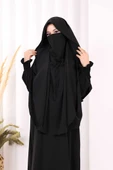 Peçeli Cilbab Model Elbise 6063 Siyah thumbnail 5