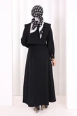 Yaka Detaylı Ferace Elbise 7066 Siyah thumbnail 5