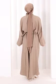 Çapraz Bağlamalı İpli Elbise 6083 Vizon thumbnail 5