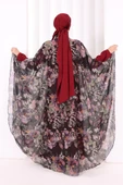 Desenli Şallı Elbise 6076 Siyah thumbnail 4