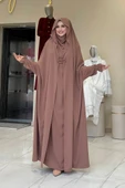 Medine Kendinden Peçeli Sufleli Cilbab 6032 Taba thumbnail 2