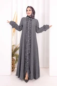 Fırfır Detaylı Elbise 6066 Antrasit thumbnail 2