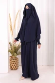 Peçeli Cilbab Model Elbise 6063 Lacivert thumbnail 3