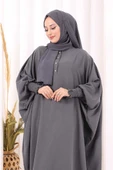 Yarasakollu Elbise 6077 Antrasit thumbnail 5