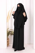 Peçeli Cilbab Model Elbise 6063 Siyah thumbnail 4