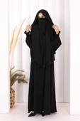 Peçeli Cilbab Model Elbise 6063 Siyah thumbnail 1