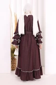 Fırfır Detaylı Abaya 6078 Bordo thumbnail 4
