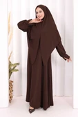 Eşarplı Elbise 6059 Kahverengi thumbnail 7