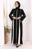 Dubai Biyeli Fermuarlı Ferace 7050 Siyah thumbnail 4