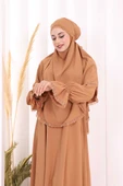 Dantel Detay Sufleli Elbise 6061 Taba thumbnail 5