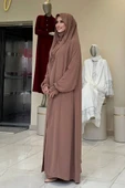 Medine Kendinden Peçeli Sufleli Cilbab 6032 Taba thumbnail 3