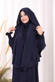 Peçeli Cilbab Model Elbise 6063 Lacivert thumbnail 6