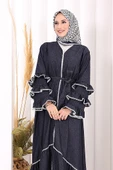 Fırfır Detaylı Abaya 6078 Lacivert thumbnail 5