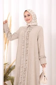 Fırfır Detaylı Elbise 6066 Vizon thumbnail 4