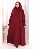 Eşarplı Elbise 6059 Mürdüm thumbnail 1