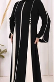 Dubai Biyeli Fermuarlı Ferace 7050 Siyah thumbnail 8