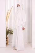 Peçeli Cilbab Model Elbise 6063 Ekru thumbnail 2