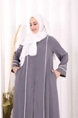Çizgi Detaylı Ferace 6011 Gri thumbnail 6