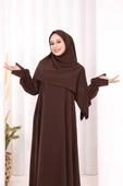 Eşarplı Elbise 6059 Kahverengi thumbnail 6