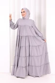 Dubai Katlı Salaş Elbise 6023 Gri thumbnail 2