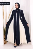 Biyeli Fermuarlı Ferace 7050-1 Lacivert thumbnail 1