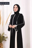 Biyeli Fermuarlı Ferace 7050-1 Siyah thumbnail 4