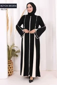 Biyeli Fermuarlı Ferace 7050-1 Siyah thumbnail 2