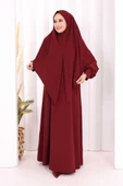 Eşarplı Elbise 6059 Mürdüm thumbnail 6