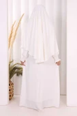 Peçeli Cilbab Model Elbise 6063 Ekru thumbnail 3