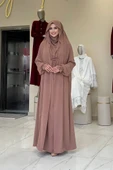 Medine Kendinden Peçeli Sufleli Cilbab 6032 Taba thumbnail 1
