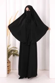 Peçeli Cilbab Model Elbise 6063 Siyah thumbnail 3