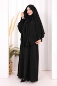 Peçeli Cilbab Model Elbise 6063 Siyah thumbnail 7