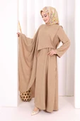 Pelerinli Elbise 6068 Vizon thumbnail 4