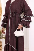 Fırfır Detaylı Abaya 6078 Bordo thumbnail 5