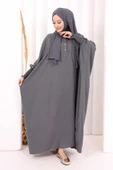 Yarasakollu Elbise 6077 Antrasit thumbnail 2