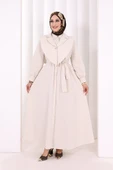 Yaka Detaylı Ferace Elbise 7066 Taş thumbnail 1
