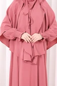 Peçeli Cilbab Model Elbise 6063 Gül Kurusu thumbnail 6
