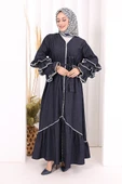 Fırfır Detaylı Abaya 6078 Lacivert thumbnail 2